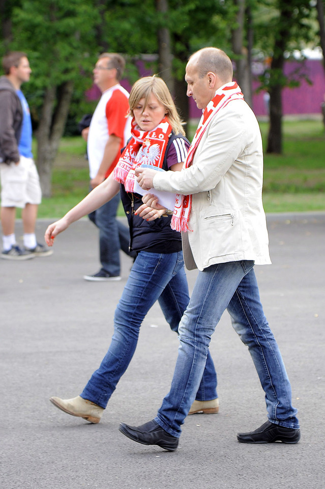 Izabela i Kazimierz Marcinkiewiczowie na meczu Włochy-Niemcy / fot. Adam Chelstowski / Agencja Forum