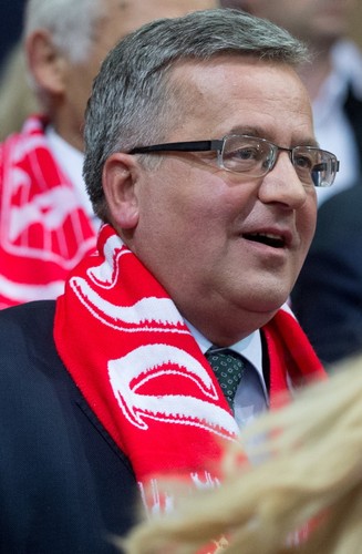 Prezydent Bronisław Komorowski na meczu Polska - Brazylia