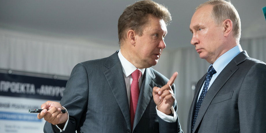 Szef Gazpromu Aleksiej Miller i prezydent Rosji Władimir Putin