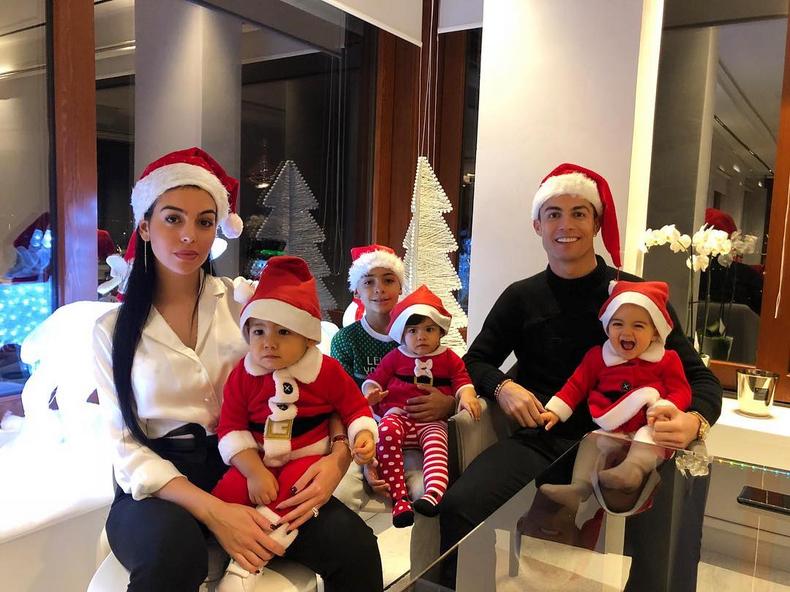 Cristiano Ronaldo and family celebrating Christmas