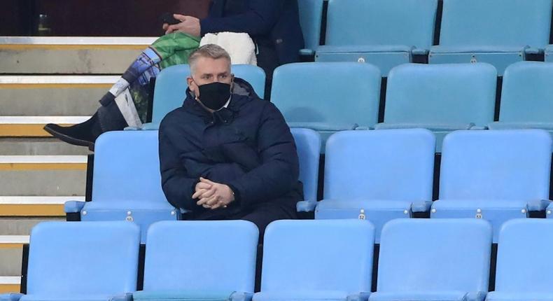 Touchline ban - Aston Villa manager Dean Smith watches the stands during his side's match against Newcastle on Saturday