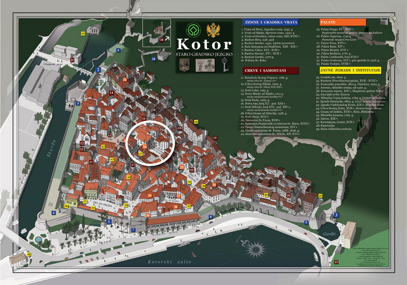 Mapka Starego Miasta w Kotorze źr. www.museummaritimum.com