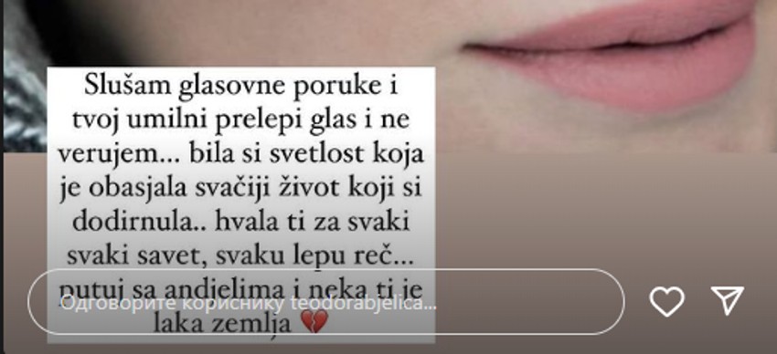 Teodora Bjelića neutešna nakon smrti Bojane Janković