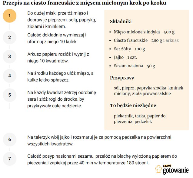 Przepis na ciasto francuskie z mięsem mielonym