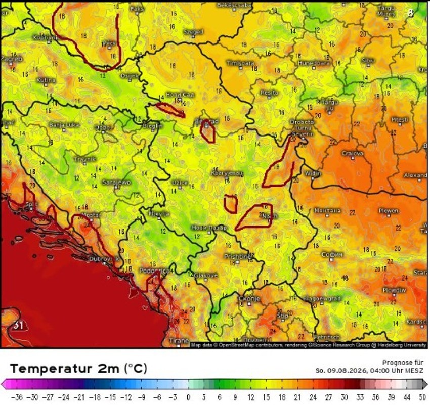 Za vikend niži minimumi i ređa pojava tropskih noći