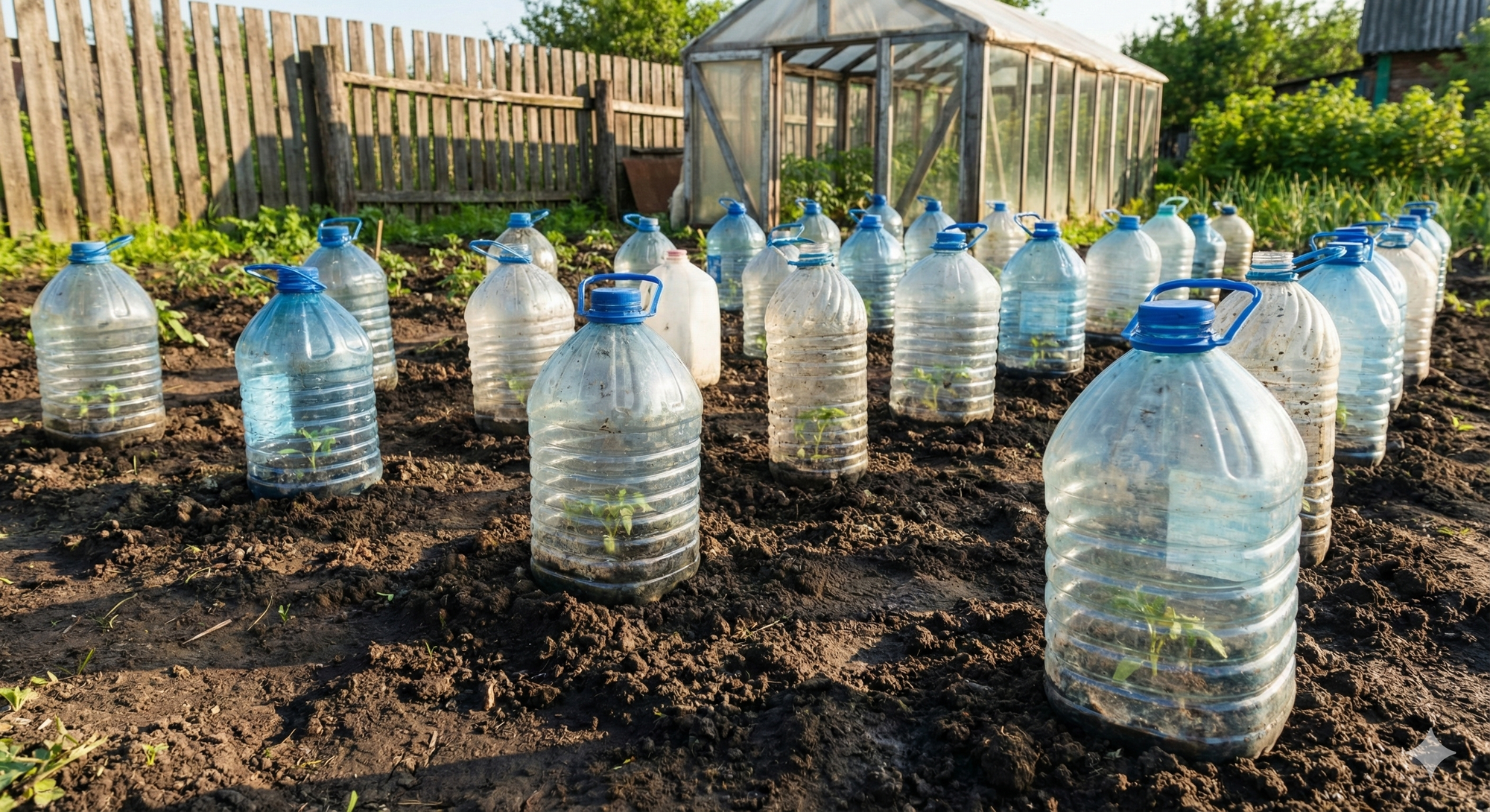 Odrezané plastové fľaše vytvárajú mikroklímu, ktorá pomáha mladým rastlinám rýchlejšie rásť.
