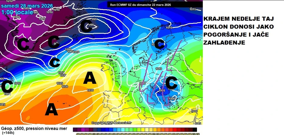Jako pogoršanje vremena krajem nedelje
