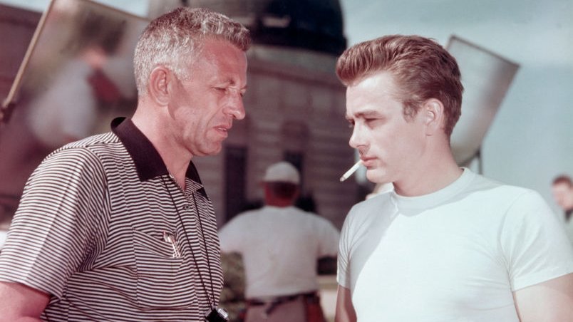 Reżyser Nicholas Ray i James Dean na planie "Buntownika bez powodu", 1955 r.