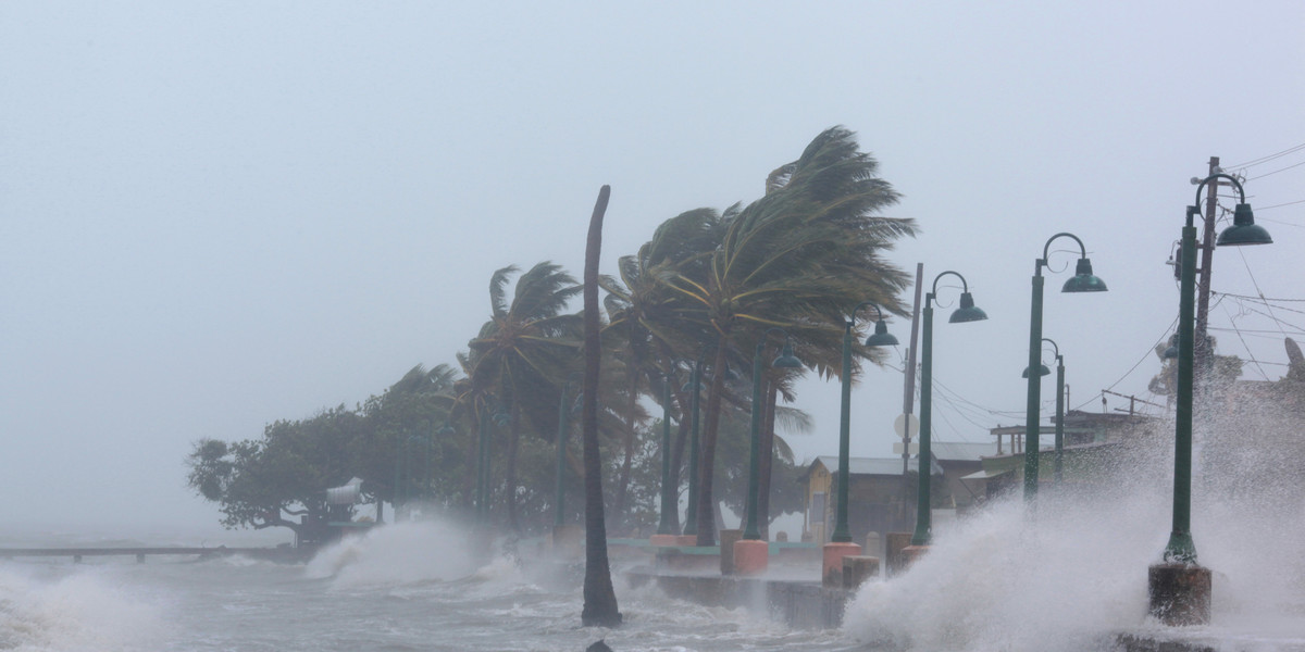 Waves crash against the seawall as Hurricane Irma slammed across islands in the northern Caribbean on Wednesday, in Fajardo, Puerto Rico September 6, 2017.
