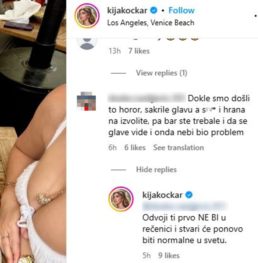 Komentari ispod Kijine objave