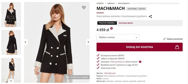 Dwurzędowa sukienka marki "Mach&Mach"