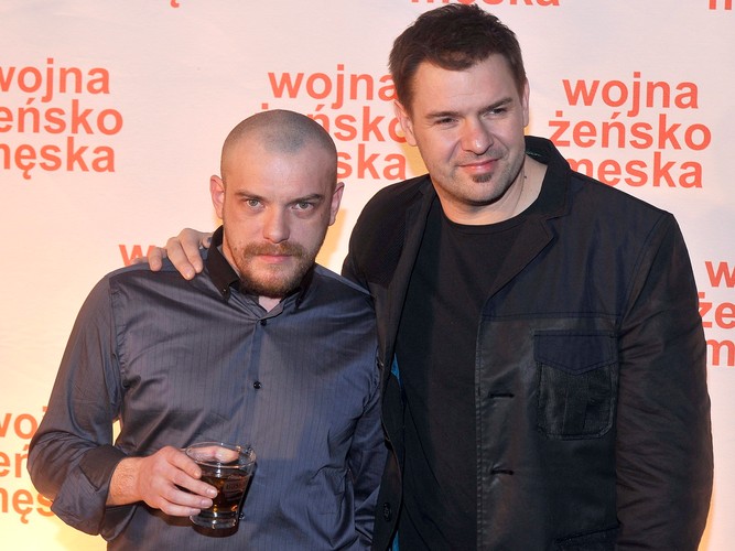 Reżyser 'Wojny żeńsko – męskiej' Łukasz Palkowski i jej gwiazdor Tomasz Karolak