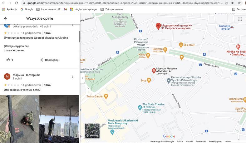 Informacja o wojnie na GoogleMaps