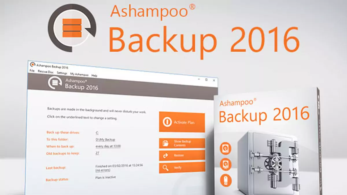 Ashampoo Backup 2016 - program do tworzenia kopii zapasowych dysków twardych za darmo!