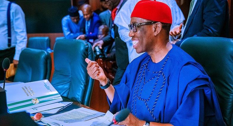 Delta state Governor, Patrick Okowa (Extreme right) and Borno state Governor, Babagana Umara Zulum (Extreme Left). [Twitter@PatrickOkowa] 