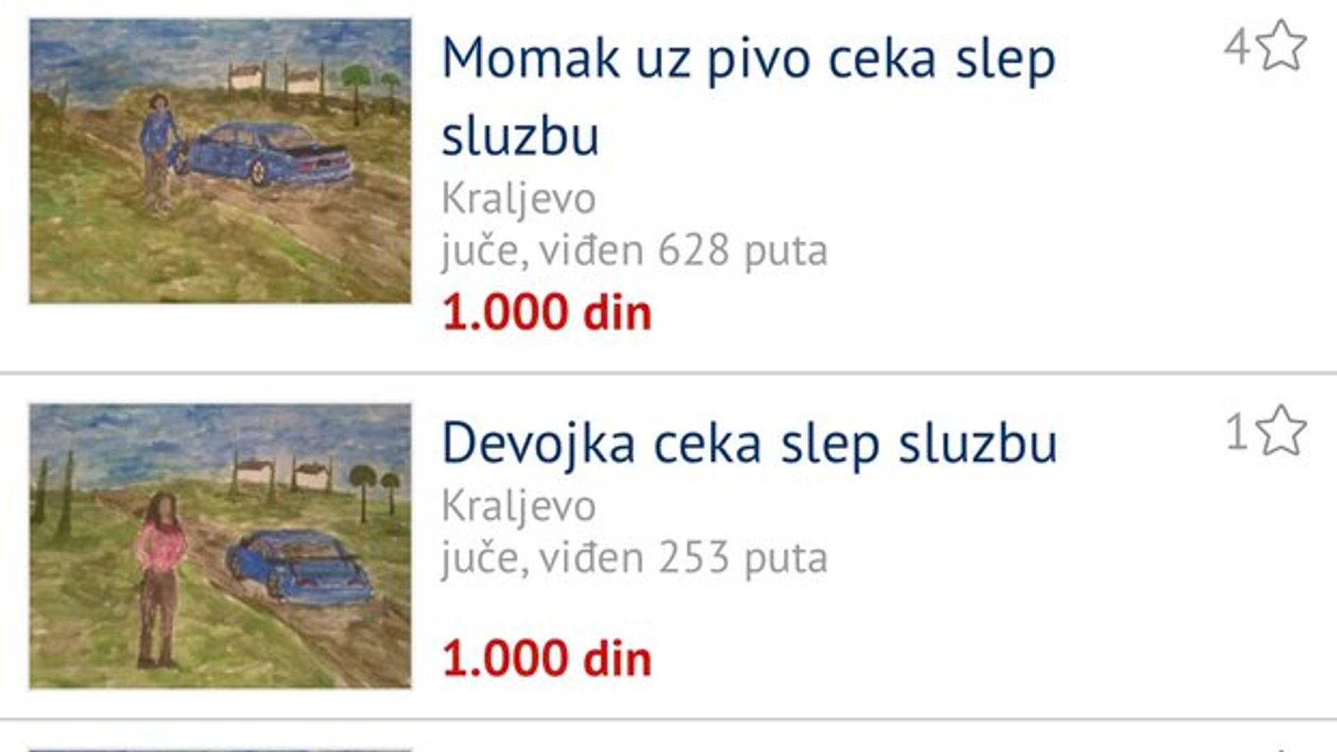 Svi dele oglas Kraljevčanina koji prodaje najluđe slike