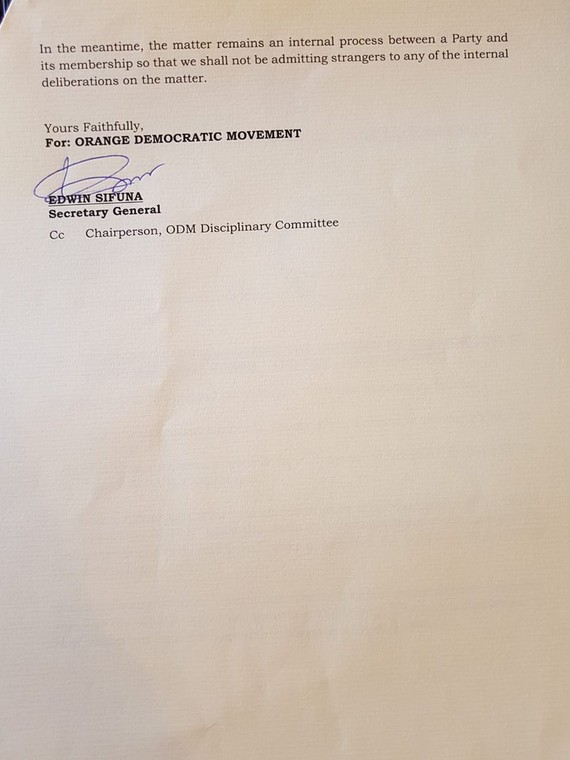 ODM letter to Elgeyo Marakwet Senator Kipchumba Murkomen1 