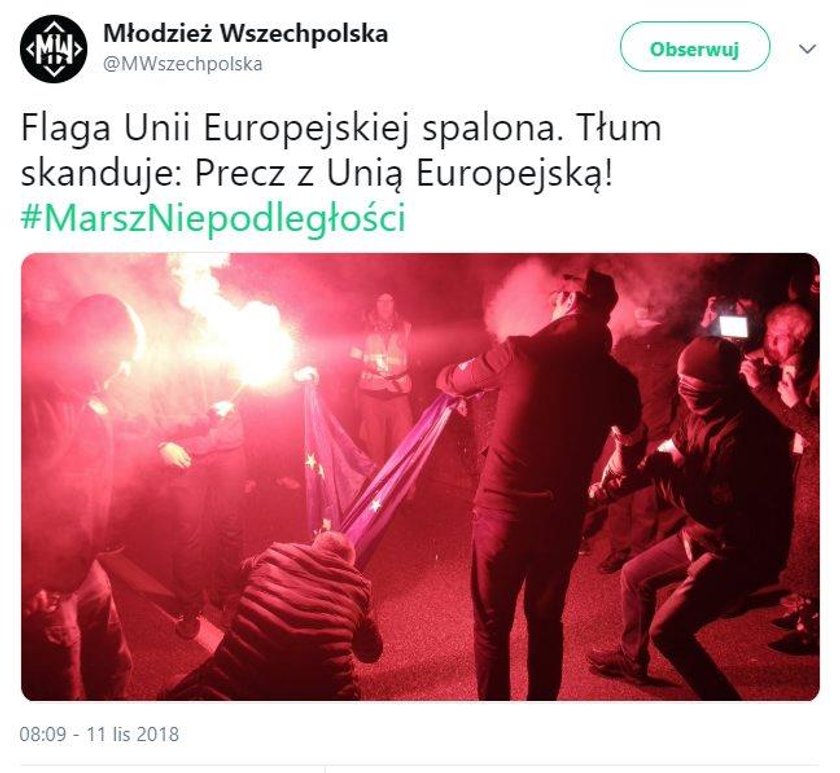 Marsz Niepodległości, dlaga, UE, unia, Unia Europejska