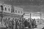 Galileo Galilei (1564-1642) demonstrating his telescope, Venice, 1609. In this artist's reconstructi