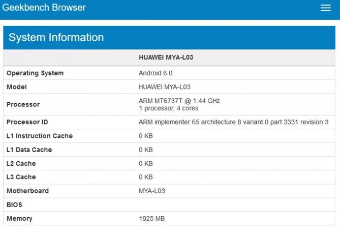 Huawei Maya w Geekbench