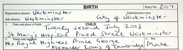 Akt urodzenia George'a