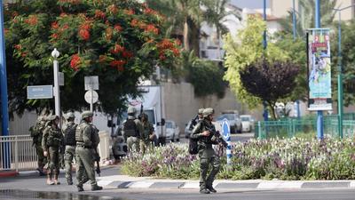 Israeli security forces patrol streets of Sderot, Israel, on October 11, 2023. Mostafa Alkharouf/Anadolu via Getty Images