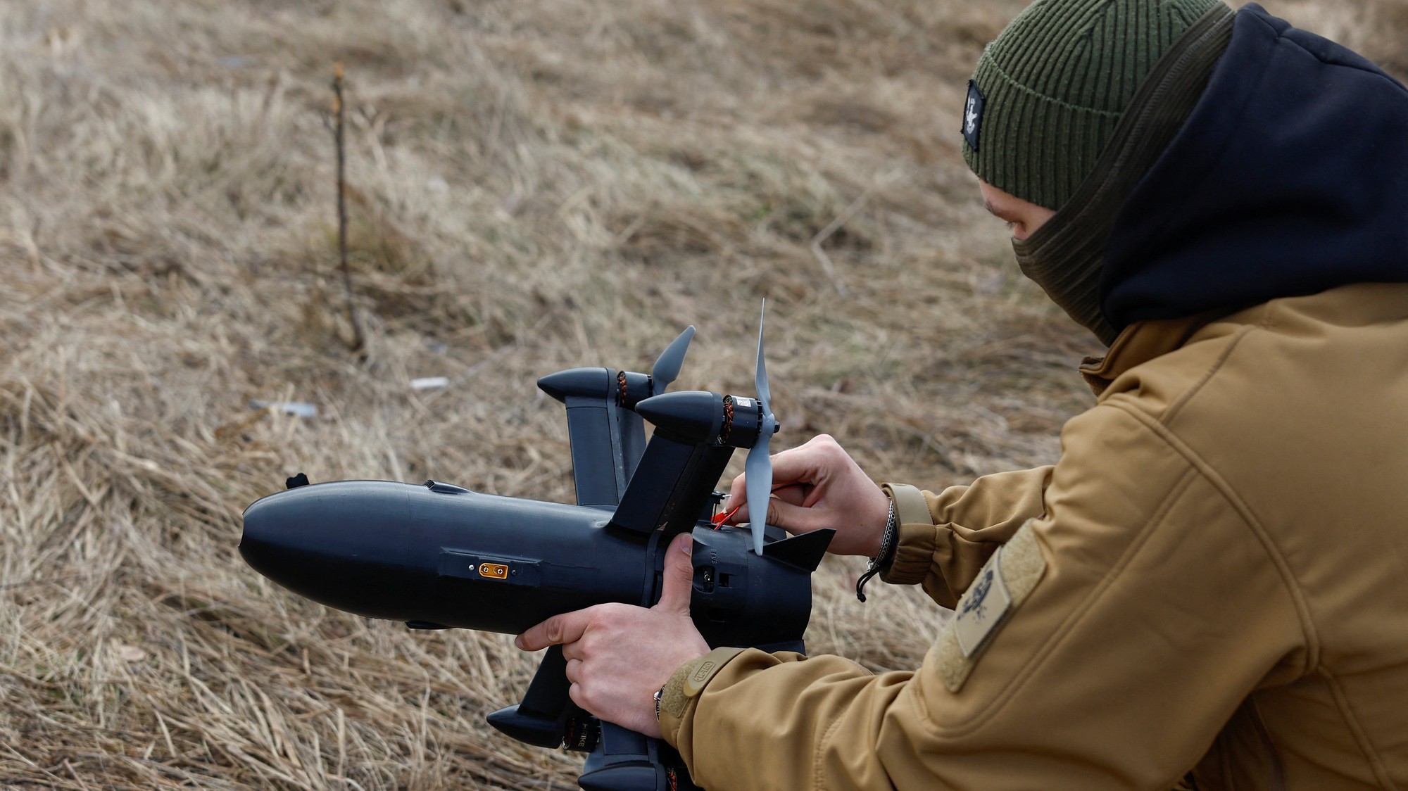 Ukrajinský zachytávací dron.
