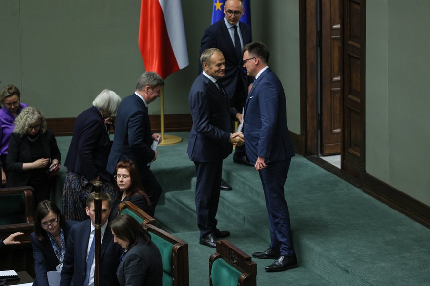 Donald Tusk i Szymon Hołownia w Sejmie