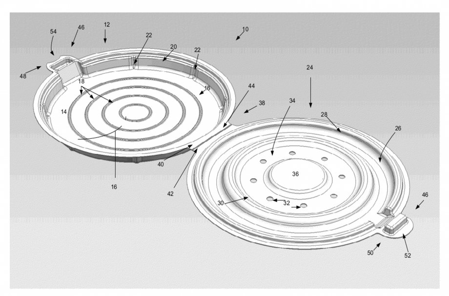 Zdjęcie pudełek na pizzę z patentu Apple