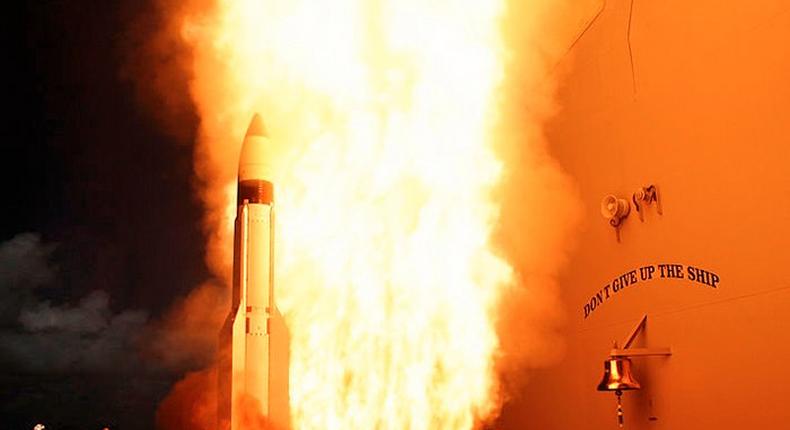 A US Navy ship launches an SM-3.