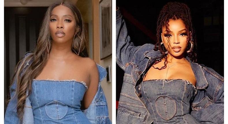 Who wore it best, Tiwa (L) or Chloe (R)? {Instagram}