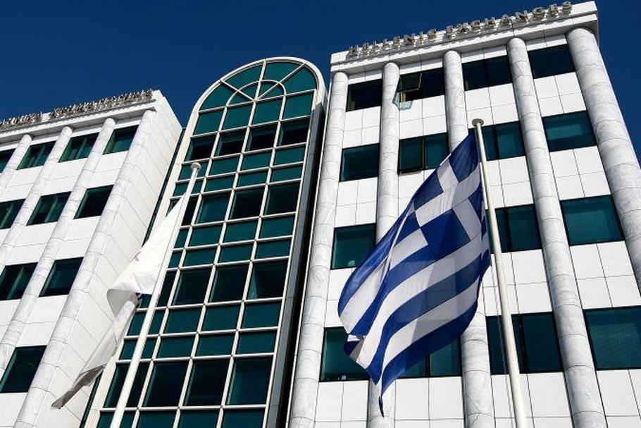 Grecja_flaga_budynek giełdy w Atenach
