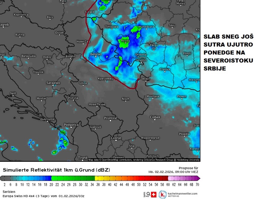 Sutra slab sneg na severoistoku Srbije