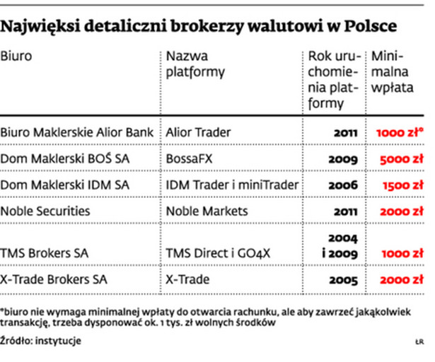 Najwięksi detaliczni brokerzy walutowi w Polsce
