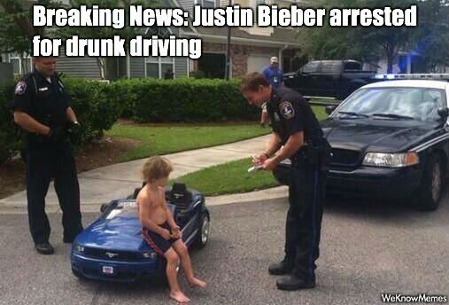 aresztowanie Justina Biebera - mem