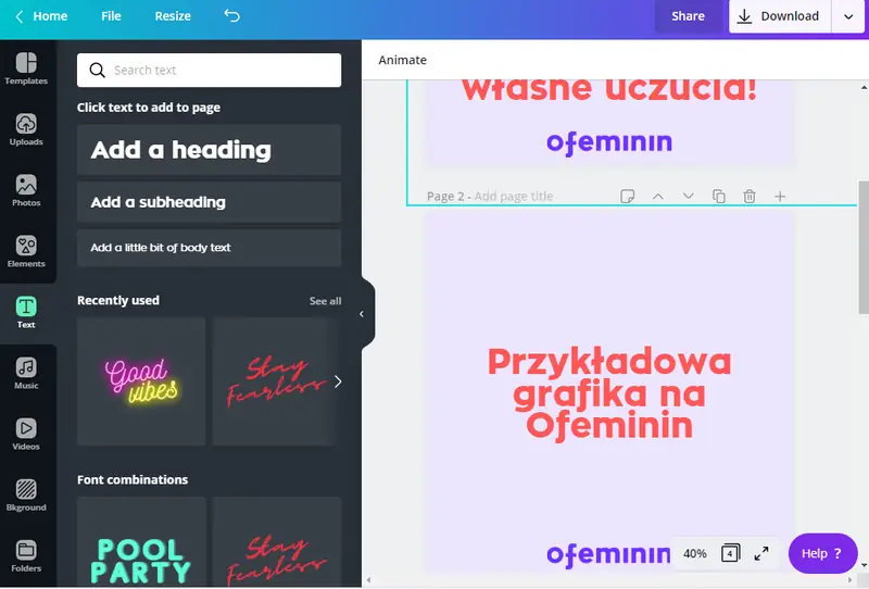 fot. materiały własne – screenshot programu Canva