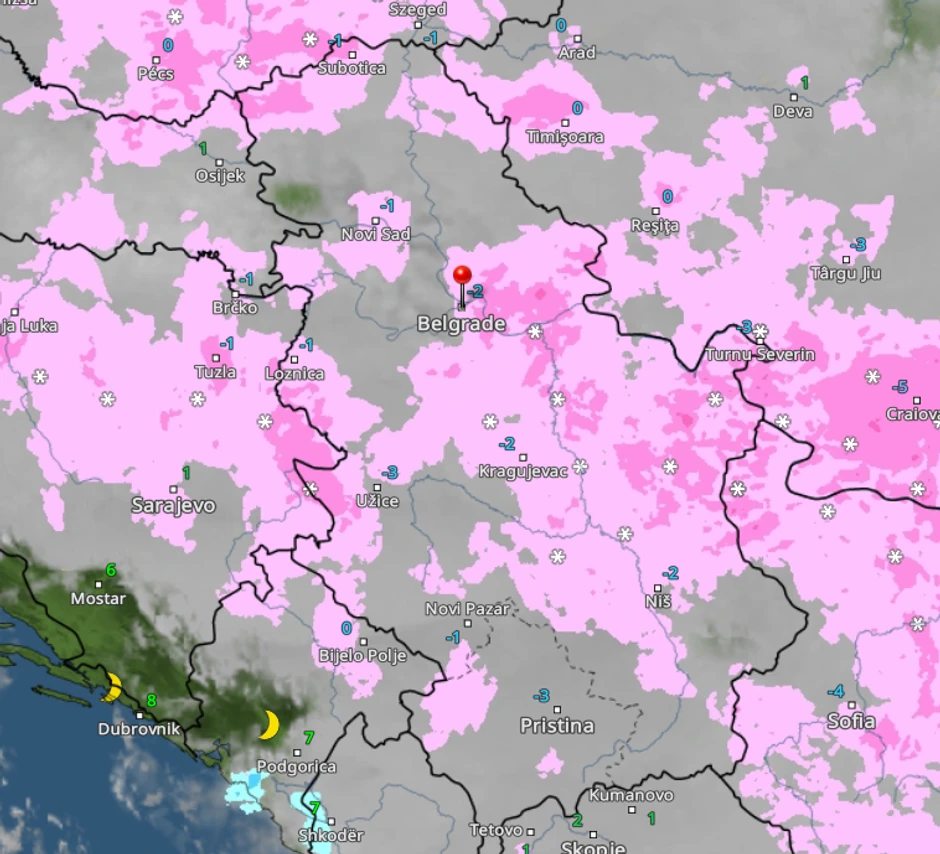 Kretanje padavina u Srbiji sutra u 23 časa