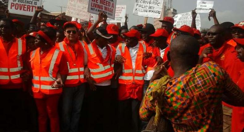 Organised Labour staging a demonstration