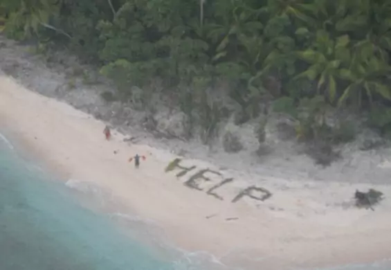Trzej mężczyźni zostali uratowani z wyspy, dzięki napisowi "pomocy" na piasku