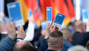 Delegati AfD na partijskoj konferenciji u Magdeburgu u Saksoniji-Anhalt 11. aprila