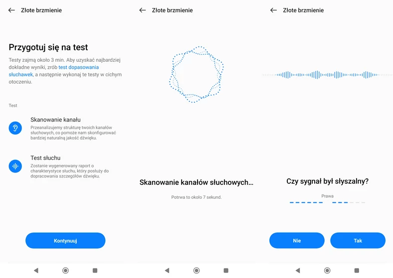 Test słuchowy o nazwie Złote brzmienie pozwala dostosować charakterystykę dźwięku do jakości naszego słuchu (kliknij, aby powiększyć)