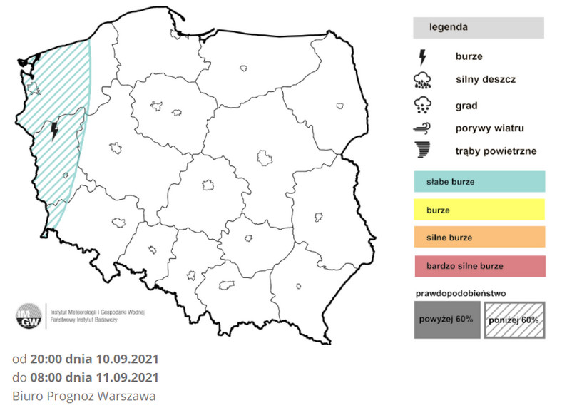 Prognoza burz na noc z piątku na sobotę