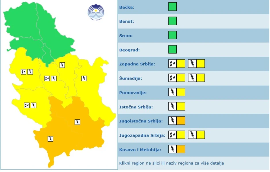 Meteoalarm za nedelju