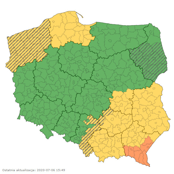 Ostrzeżenia IMGW w siedmiu województwach Polski