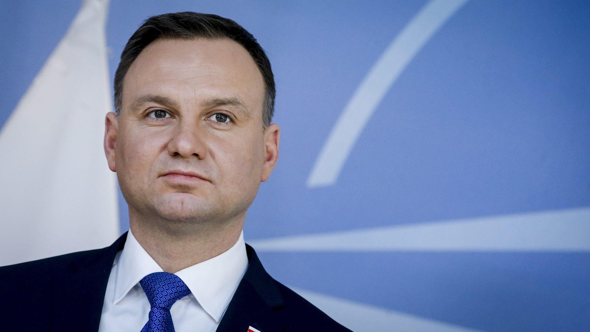 Polish President Andrzej Duda is welcomed by NATO Secretary General Jens Stoltenberg