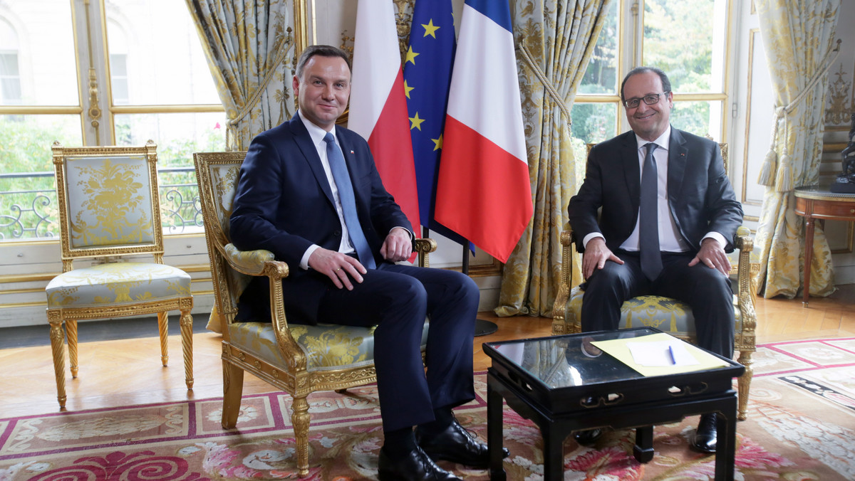 Spotkanie prezydentów Polski i Francji Andrzeja Dudy i Francois Hollande`a rozpoczęło się dziś w Pałacu Elizejskim w Paryżu. Rozmowy mają dotyczyć dwustronnych relacji, w tym w ramach Trójkąta Weimarskiego oraz zbliżającego się szczytu klimatycznego.