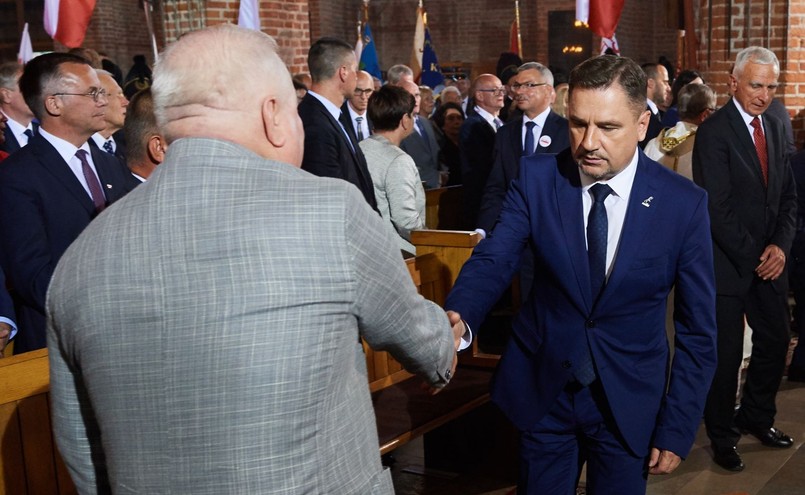 Były prezydent Lech Wałęsa i przewodniczący NSZZ "Solidarność" Piotr Duda