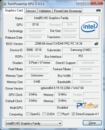 Karta graficzna to Intel HD 3000