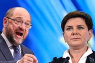 kolaż Beata Szydło Martin Schulz zamach stanu w Polsce