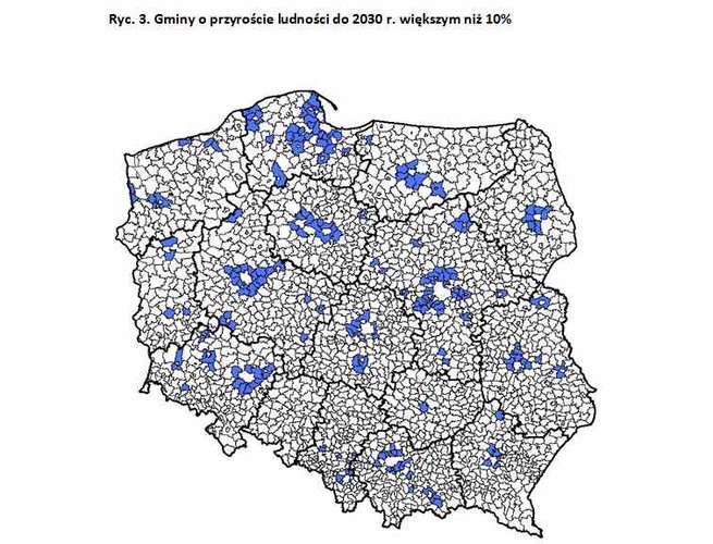 Wg GUS relatywnie dobrą sytuacją demograficzną będą charakteryzować się natomiast obszary położone w województwach małopolskim, pomorskim, wielkopolskim oraz centralna część województwa mazowieckiego (aglomeracja warszawska wraz z przyległymi gminami).